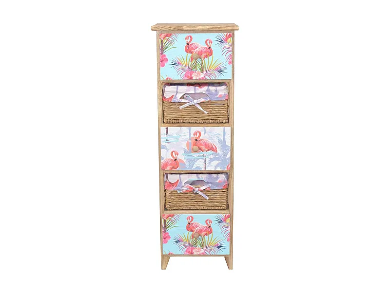 Holzkommode im Flamingo Design 30 cm breit