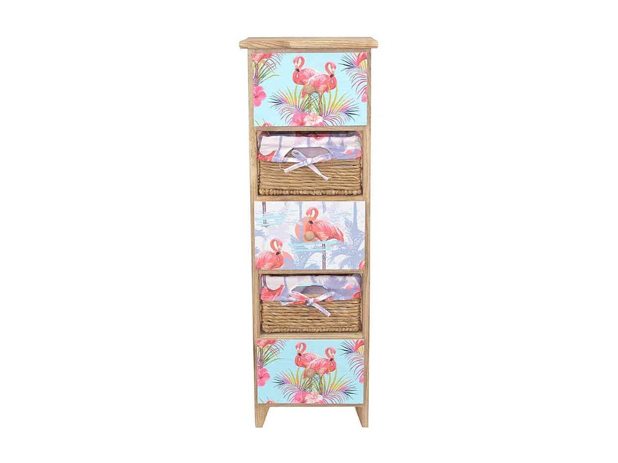 Holzkommode im Flamingo Design 30 cm breit