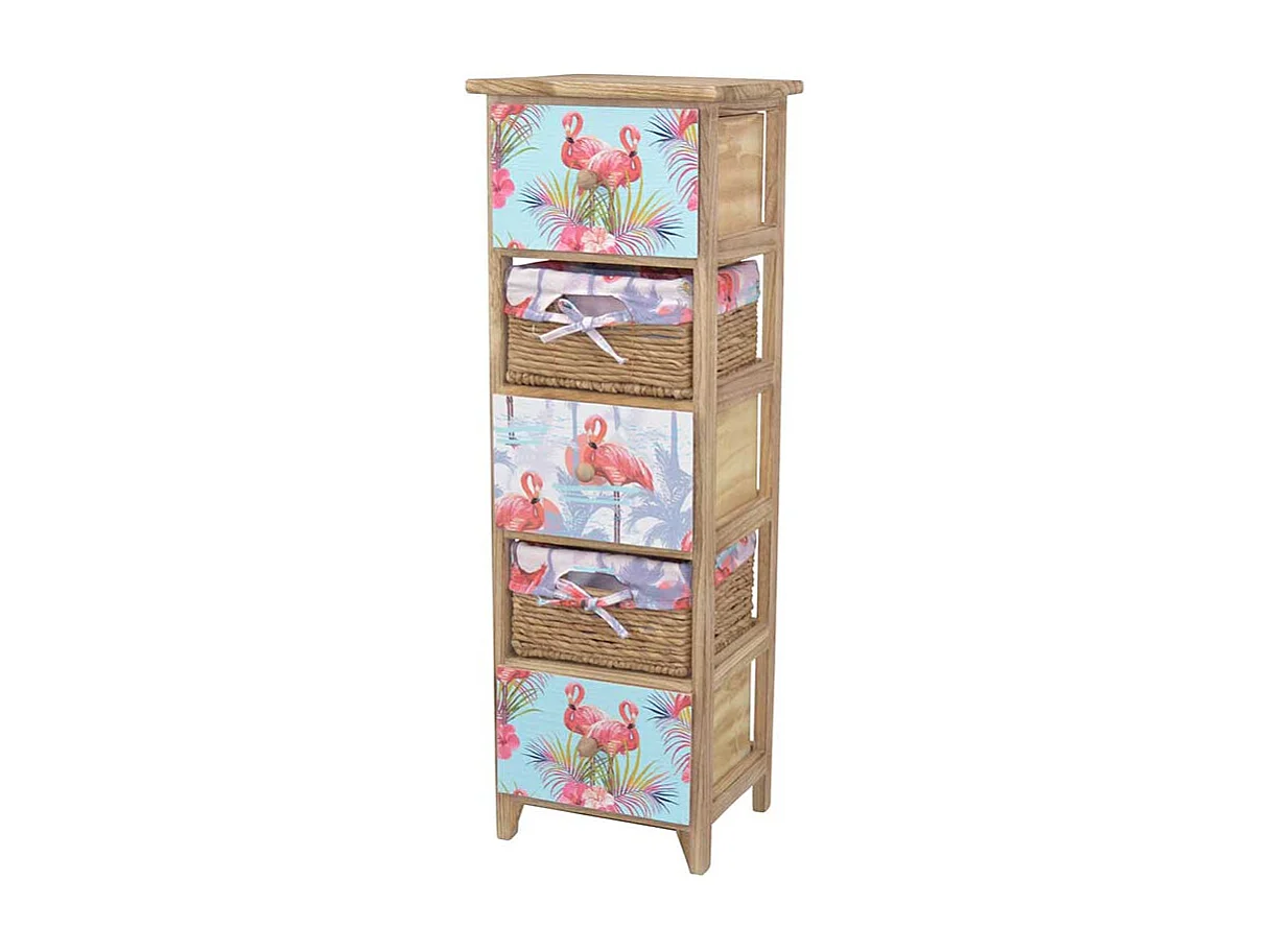 Holzkommode im Flamingo Design 30 cm breit