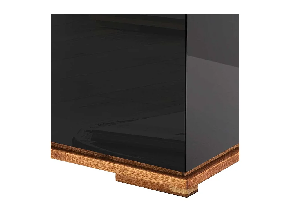 Hochglanz Highboard in Schwarz Asteiche Massivholz