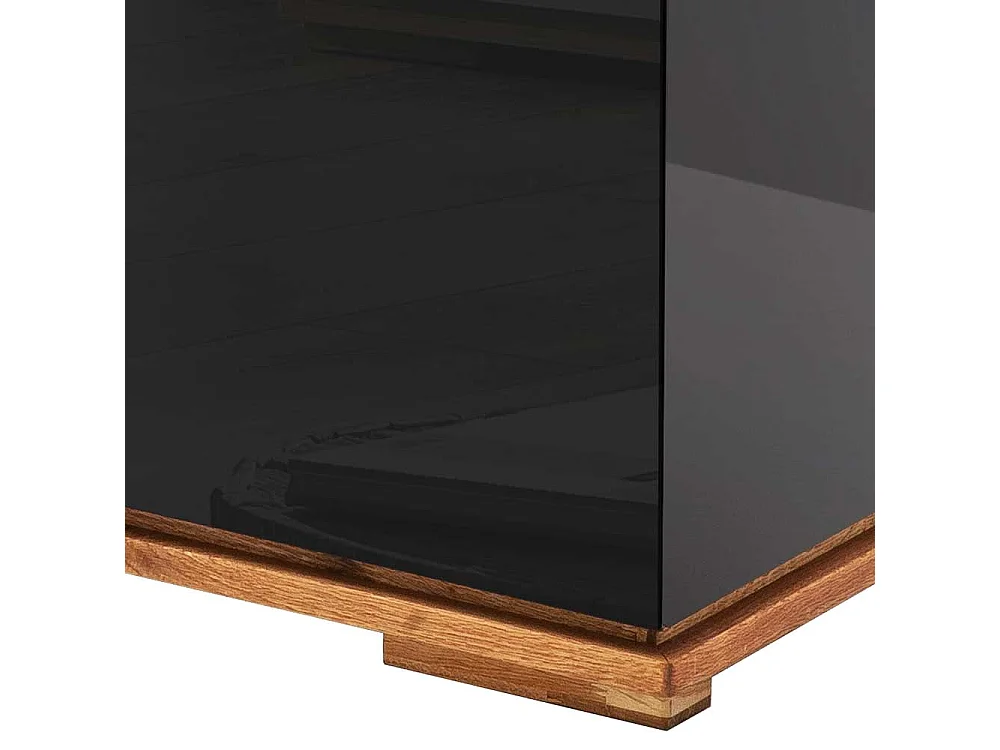 Hochglanz Highboard in Schwarz Asteiche Massivholz