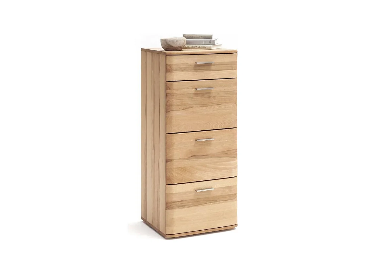 Schubladenkommode Hochkommode mit Metallgriffen in Kernbuchefarben