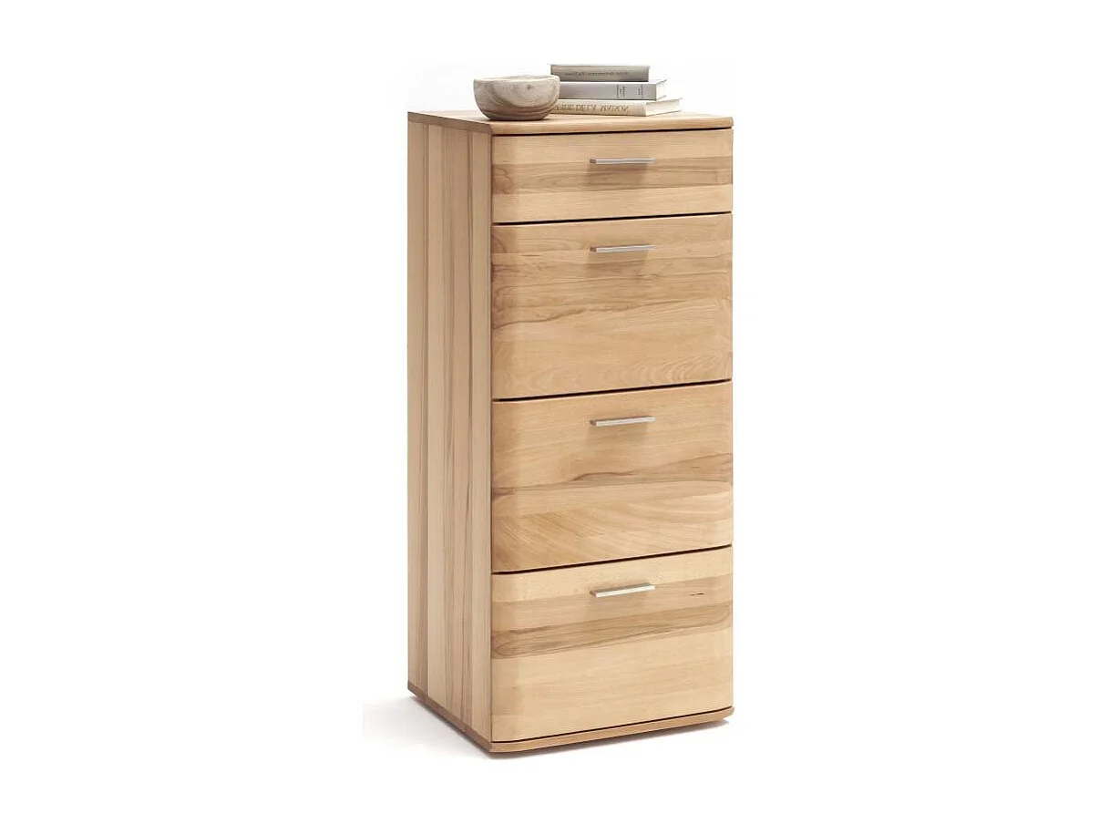 Schubladenkommode Hochkommode mit Metallgriffen in Kernbuchefarben