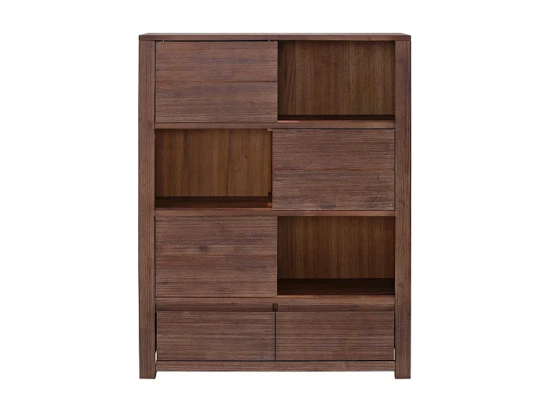 Schiebetüren Highboard aus Akazie Massivholz 100 cm breit