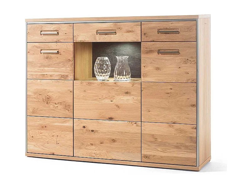 Wohnzimmer Anrichte in Asteiche Bianco furniert Landhausstil