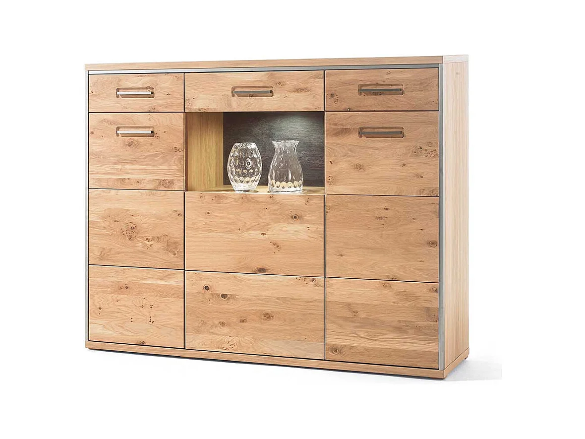 Wohnzimmer Anrichte in Asteiche Bianco furniert Landhausstil