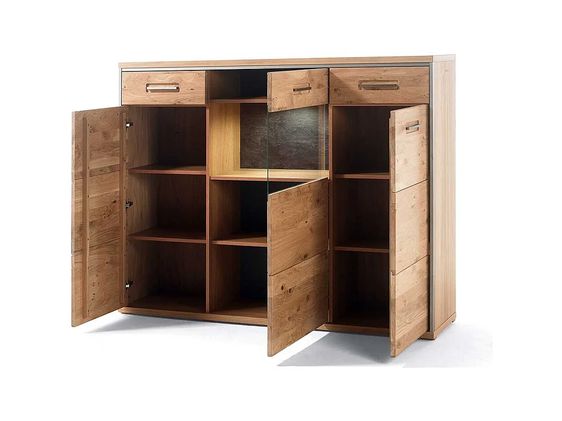 Wohnzimmer Anrichte in Asteiche Bianco furniert Landhausstil