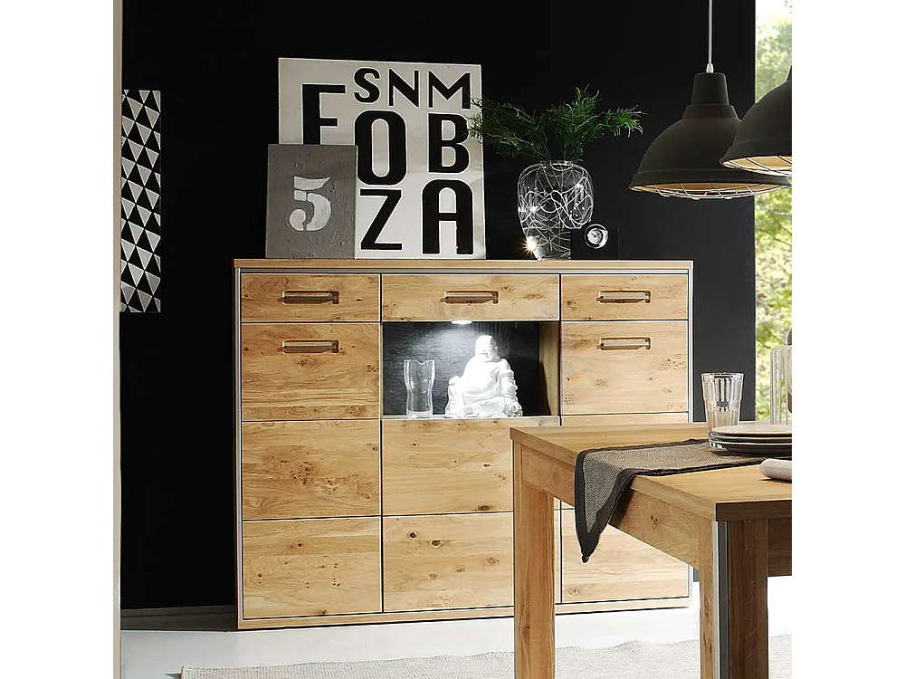 Wohnzimmer Anrichte in Asteiche Bianco furniert Landhausstil