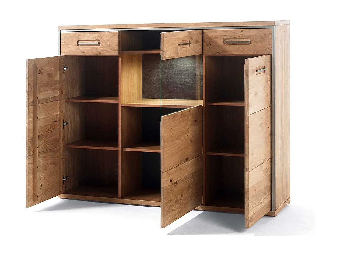 Wohnzimmer Anrichte in Asteiche Bianco furniert Landhausstil