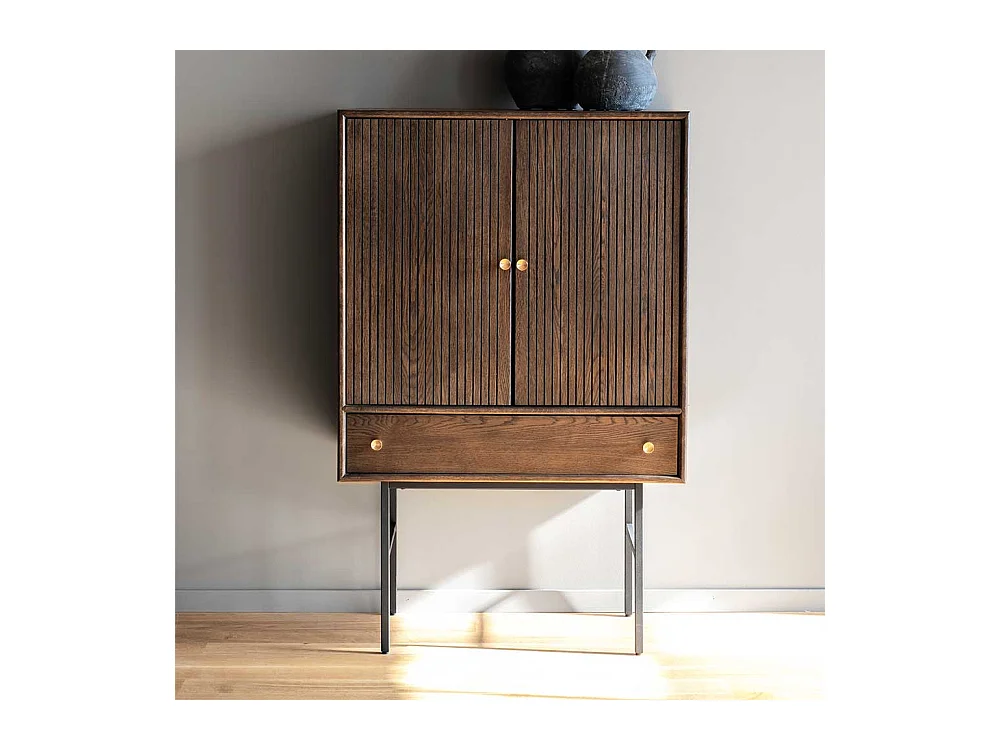 Vertiko in Eiche dunkel und Schwarz Retrostil