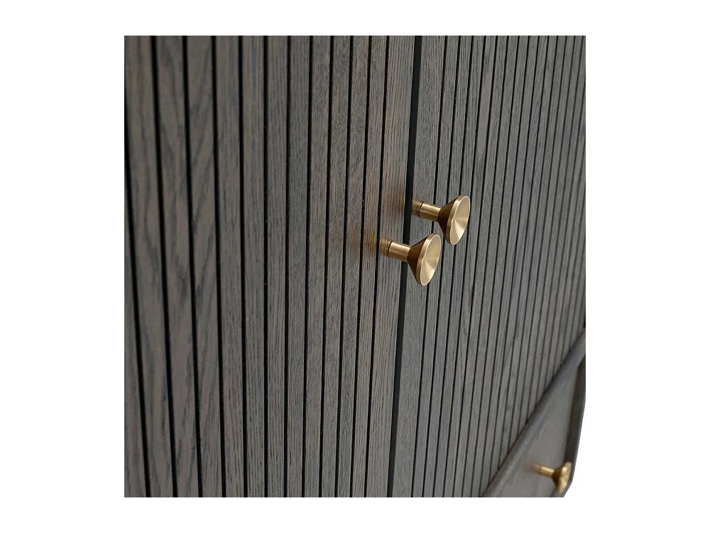 Vertiko in Eiche dunkel und Schwarz Retrostil