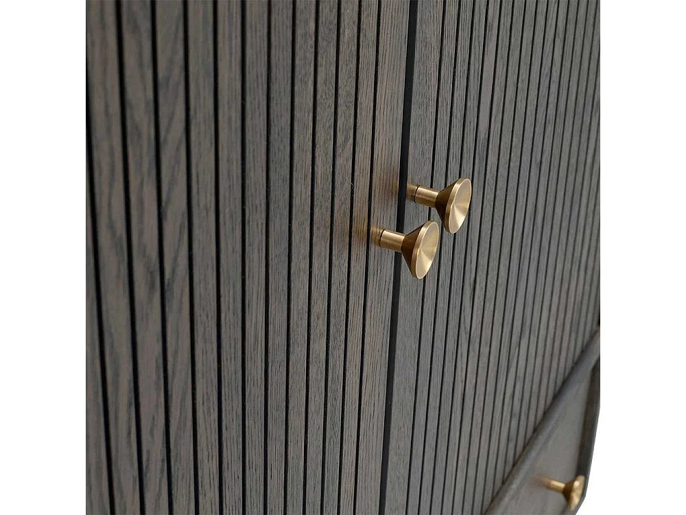 Vertiko in Eiche dunkel und Schwarz Retrostil