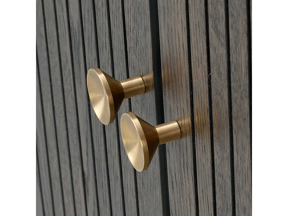 Vertiko in Eiche dunkel und Schwarz Retrostil