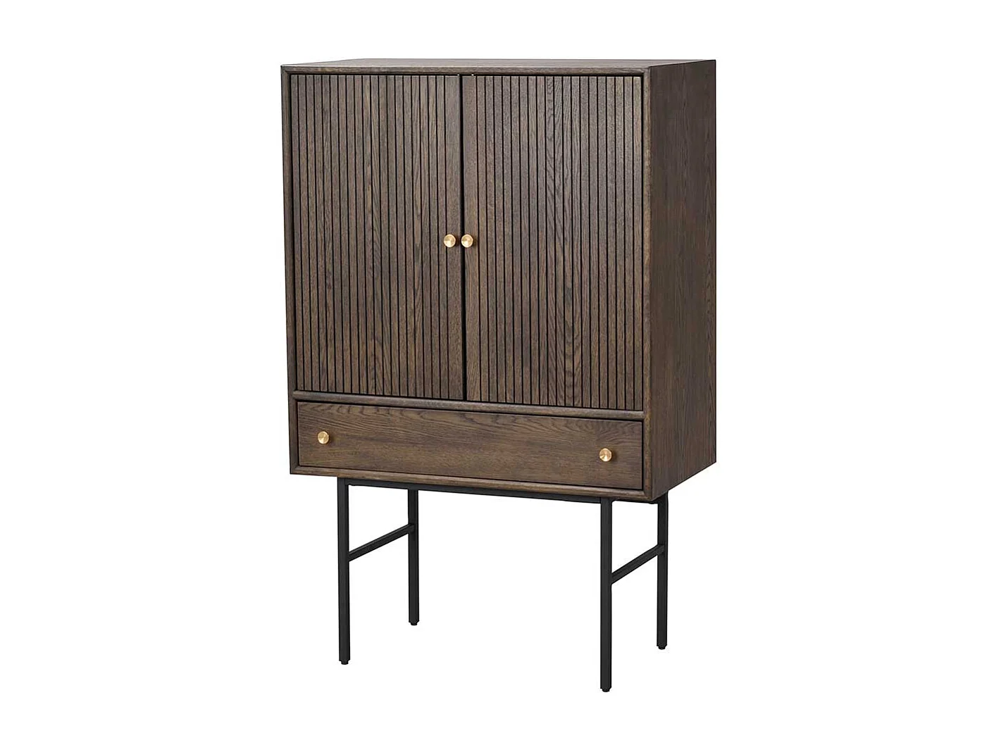 Vertiko in Eiche dunkel und Schwarz Retrostil