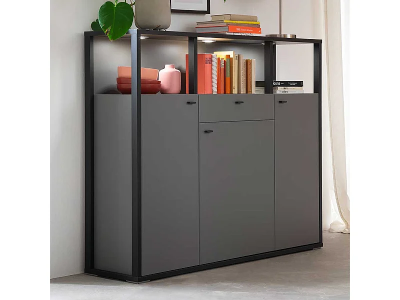Wohnzimmer Highboard in Grau Anthrazit