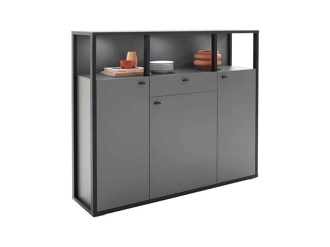 Wohnzimmer Highboard in Grau Anthrazit