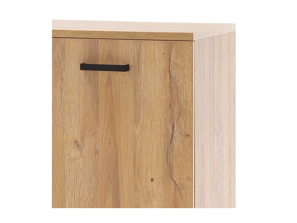 Dielenkommode in Wildeichefarben und Schwarz vier Schubladen