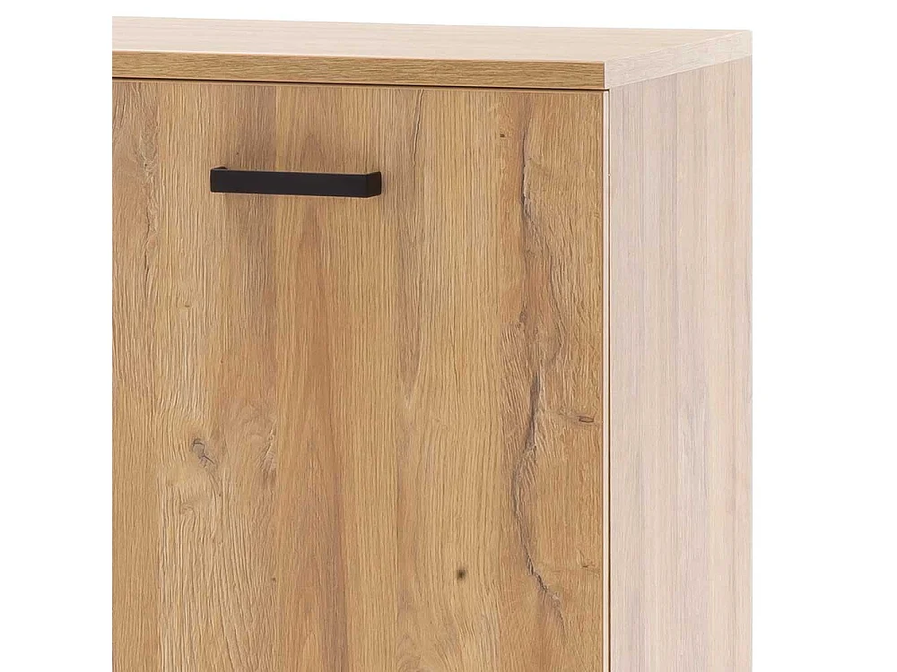 Dielenkommode in Wildeichefarben und Schwarz vier Schubladen