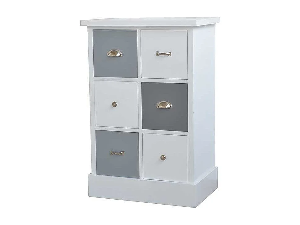 Hochkommode in Weiß und Grau 40 cm