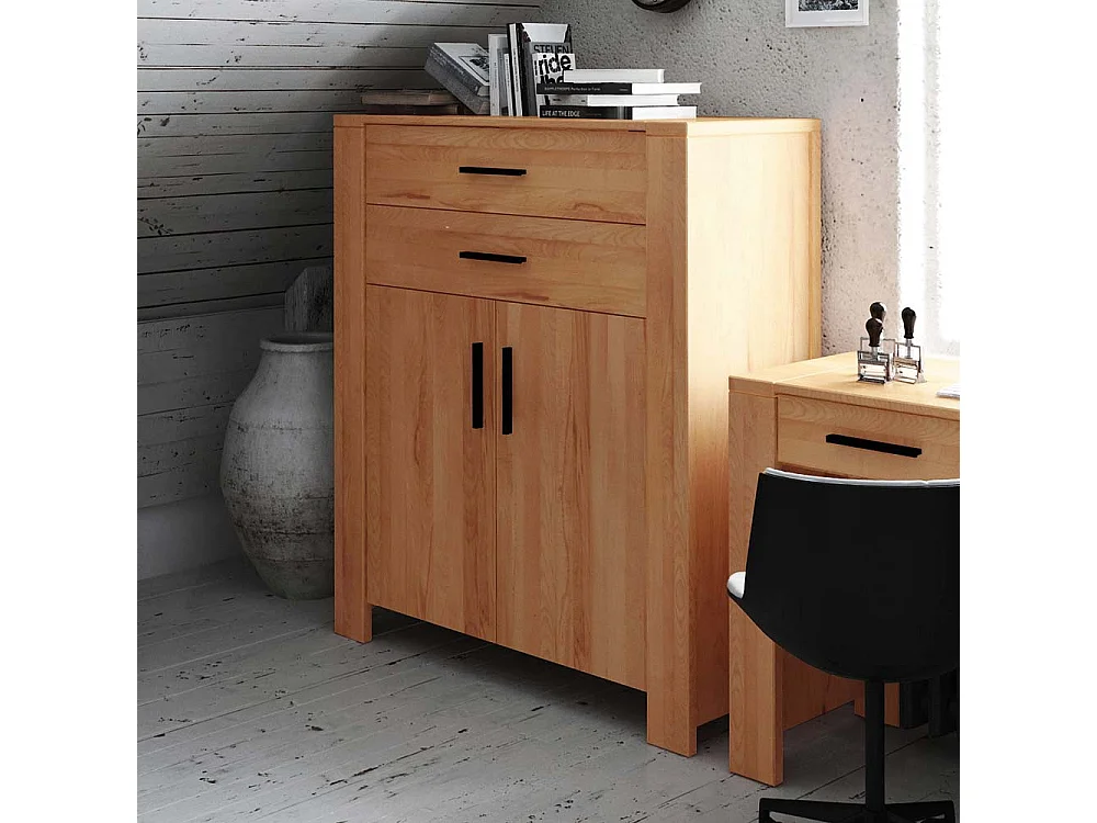 Wohnzimmer Highboard aus Kernbuche Massivholz 2 türig