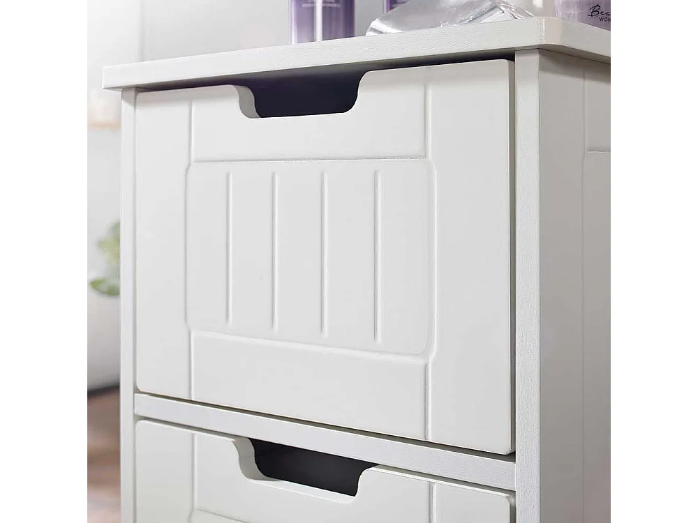 Badkommode weiss mit vier Schubladen Landhausstil