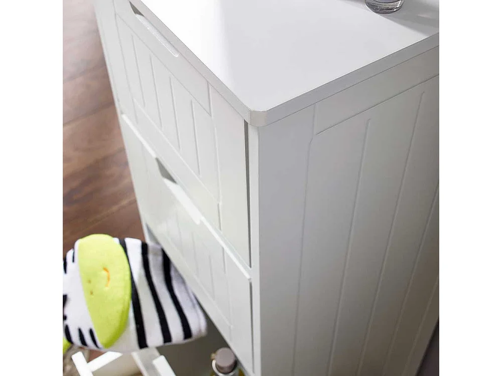 Badkommode weiss mit vier Schubladen Landhausstil