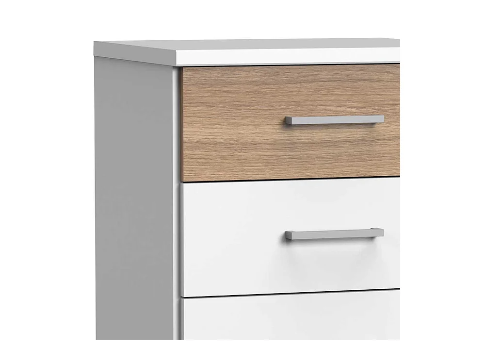 Säulenkommode zweifarbig in Weiß und Eichefarben sechs Schubladen