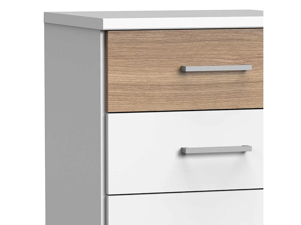 Säulenkommode zweifarbig in Weiß und Eichefarben sechs Schubladen