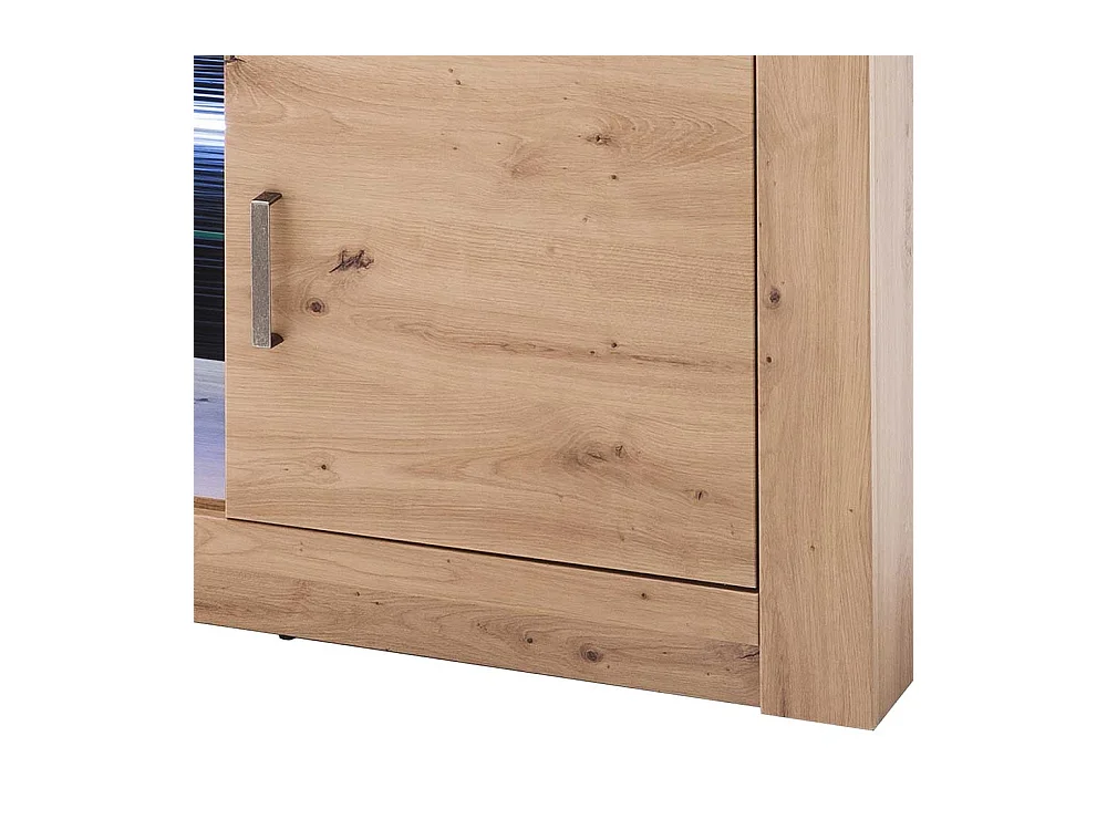 Wohnzimmer Highboard in Eiche Optik und Anthrazit Flaschenfach
