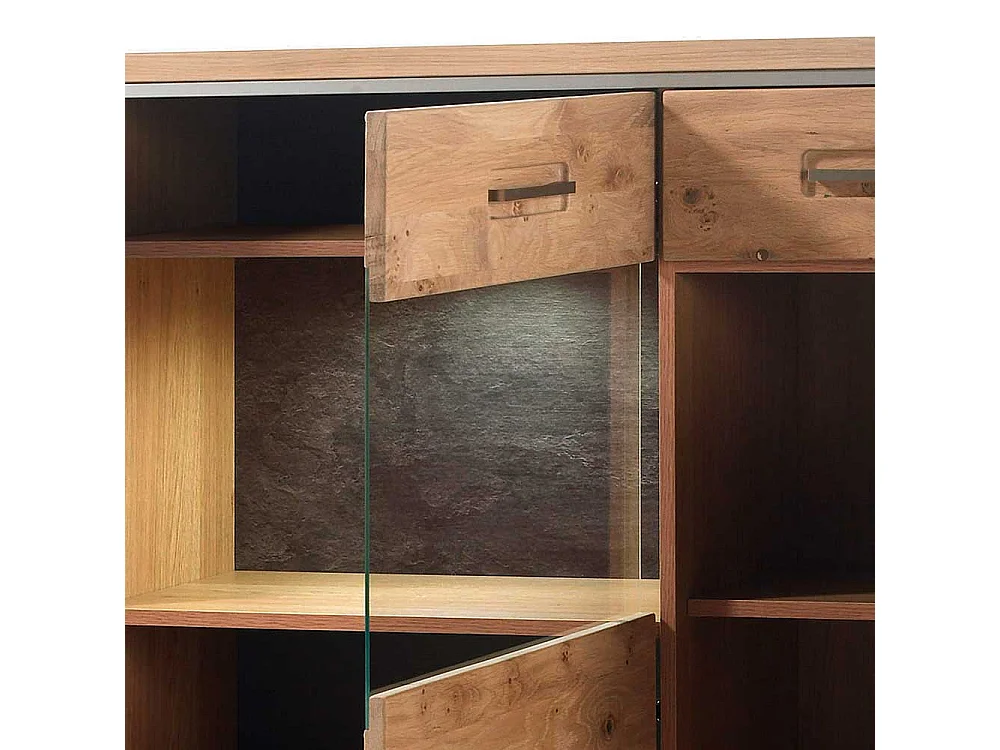 Wohnzimmer Anrichte in Asteiche Bianco furniert Landhausstil