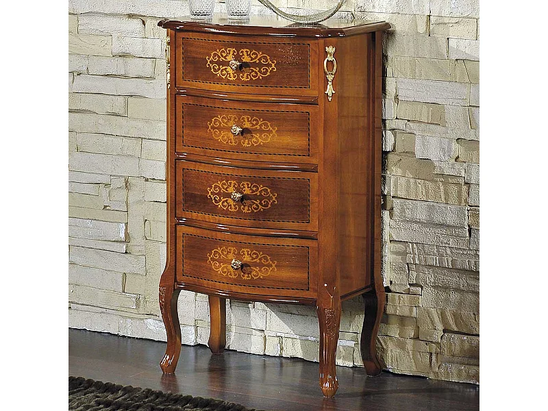 Schubladenkommode im Barock Look Nussbaum furniert