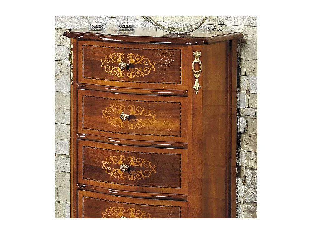 Schubladenkommode im Barock Look Nussbaum furniert