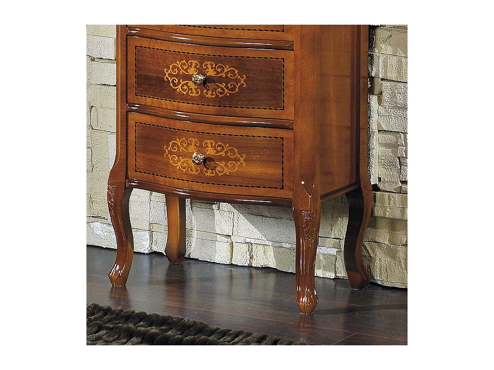 Schubladenkommode im Barock Look Nussbaum furniert