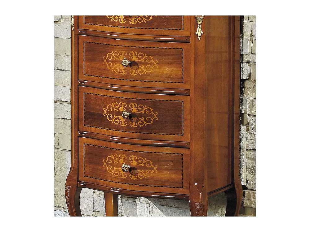 Schubladenkommode im Barock Look Nussbaum furniert