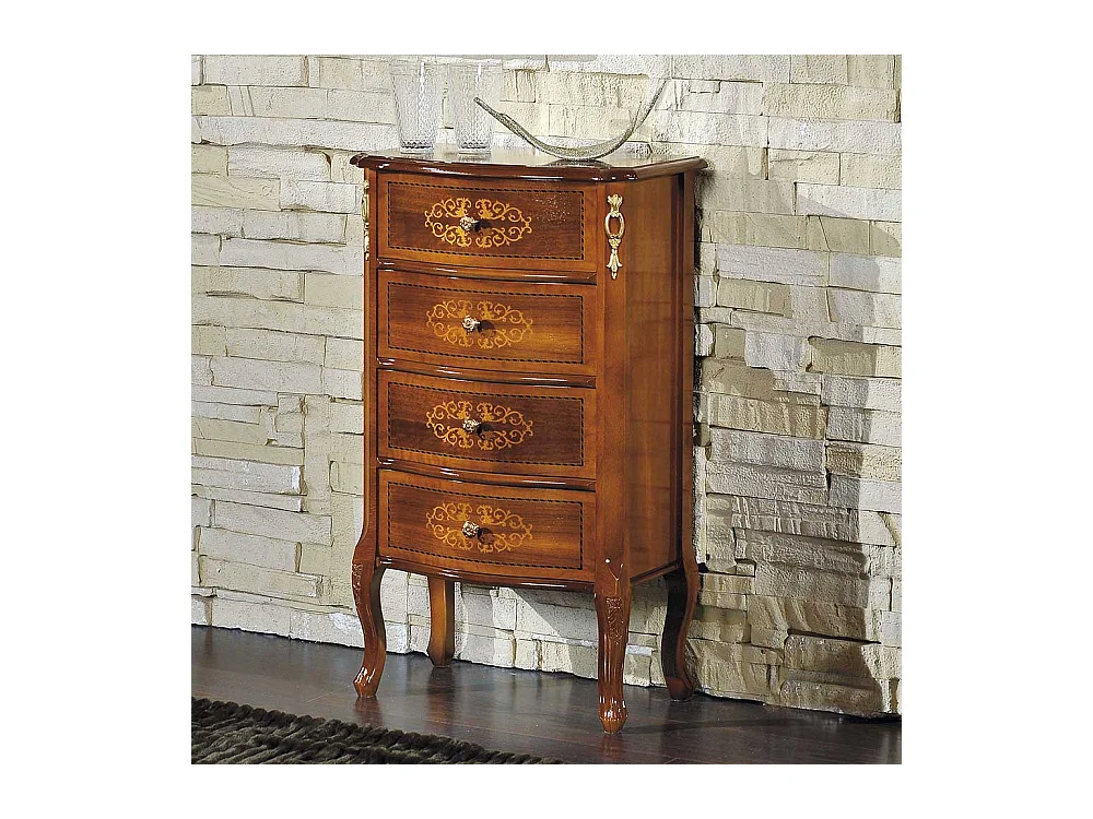 Schubladenkommode im Barock Look Nussbaum furniert