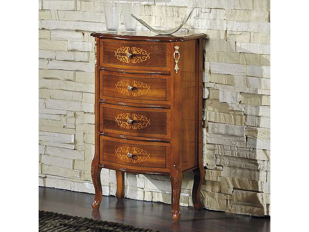Schubladenkommode im Barock Look Nussbaum furniert