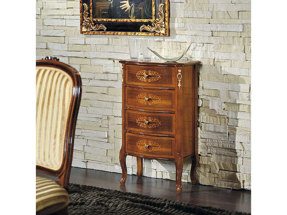 Schubladenkommode im Barock Look Nussbaum furniert