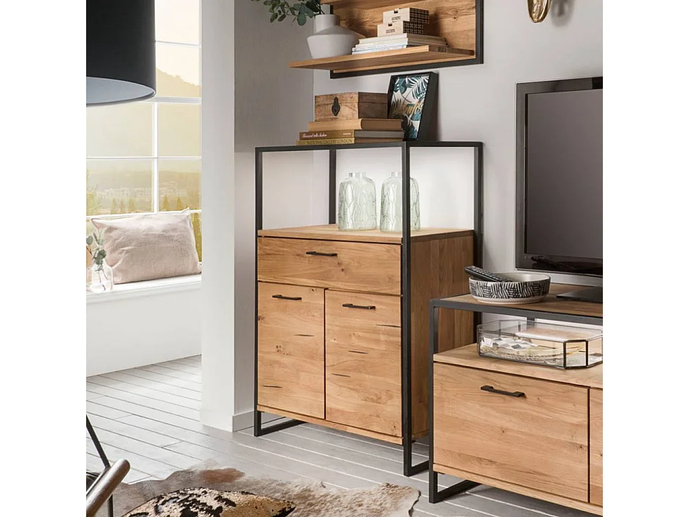 Hochkommode Vertiko Schrank mit Drehtüren und einer Schublade