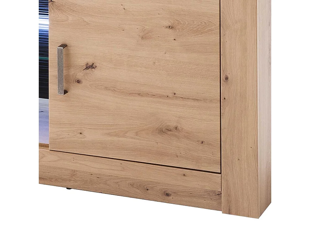Wohnzimmer Highboard in Eiche Optik und Anthrazit Flaschenfach