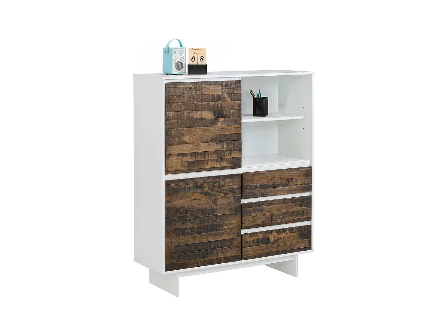 Flurkommode in Weiß und Kiefer dunkel 100 cm breit