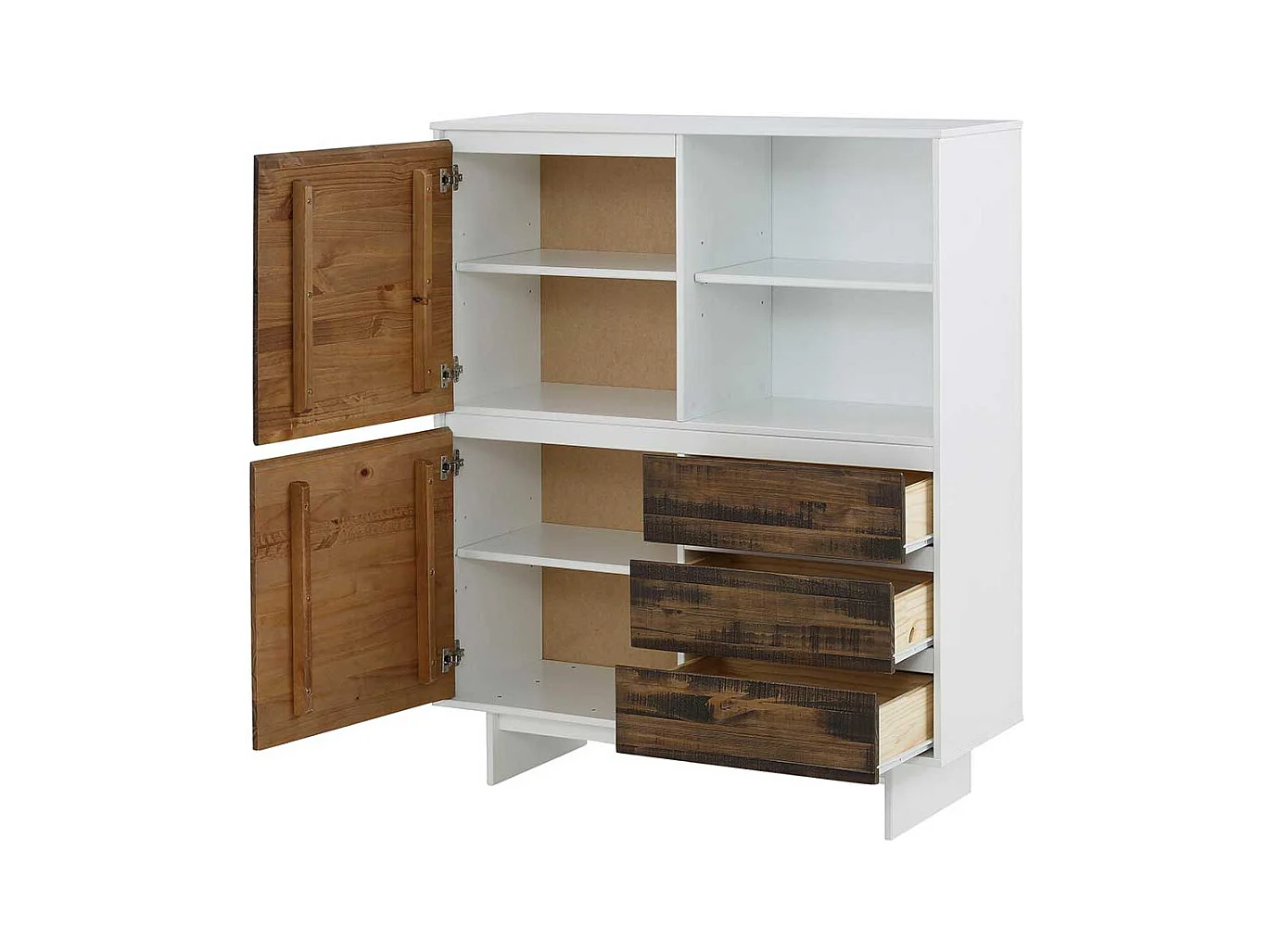 Flurkommode in Weiß und Kiefer dunkel 100 cm breit