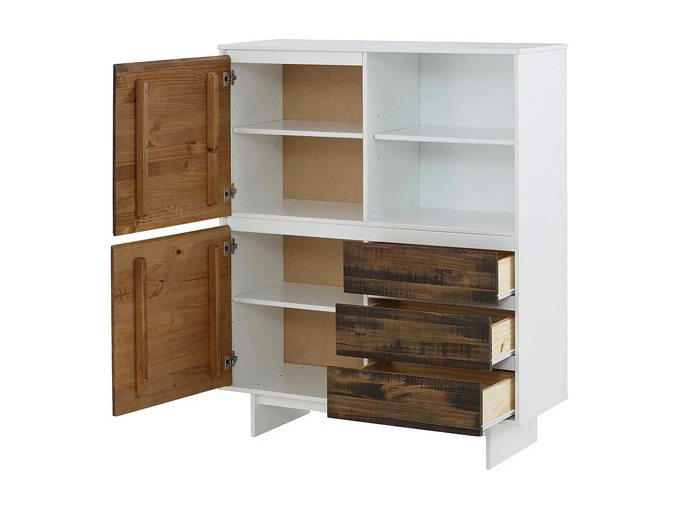 Flurkommode in Weiß und Kiefer dunkel 100 cm breit