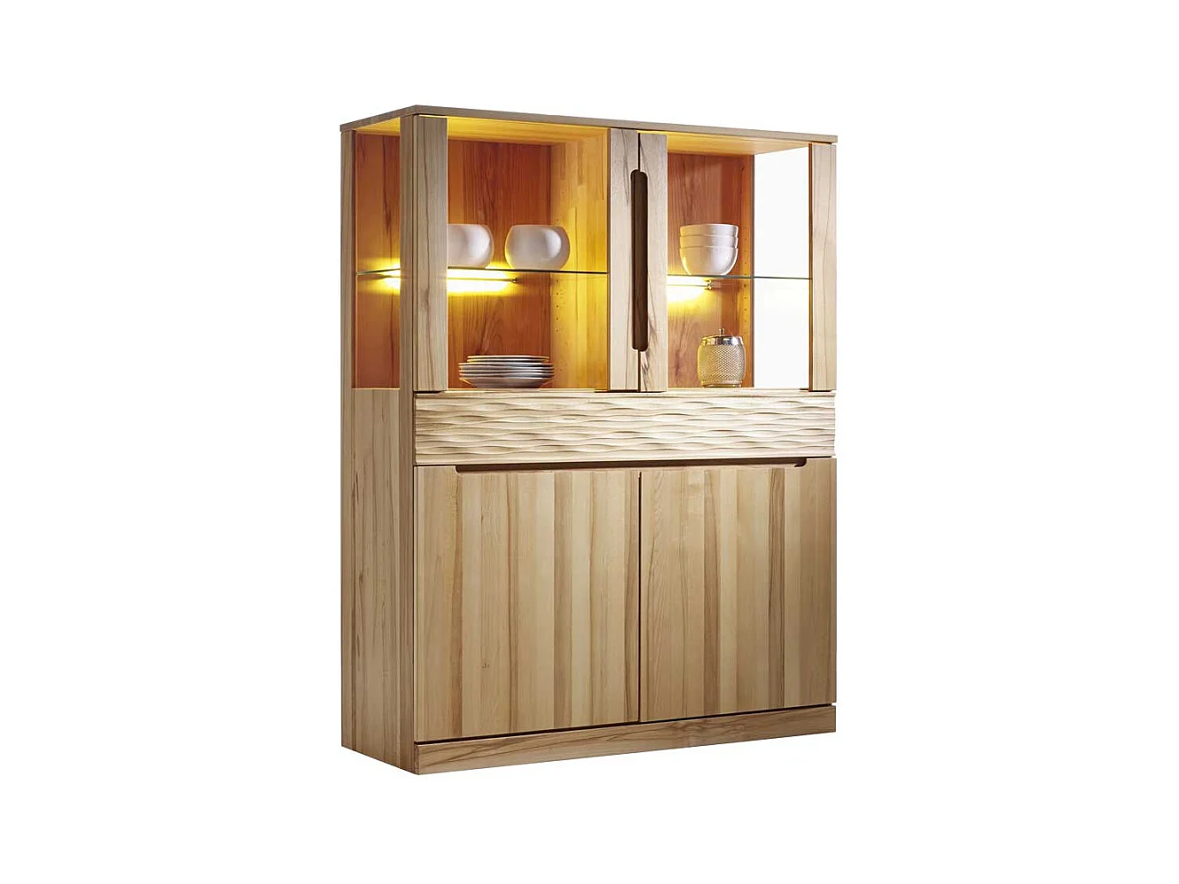 Esszimmer Highboard aus Kernbuche massiv geölt LED Beleuchtung