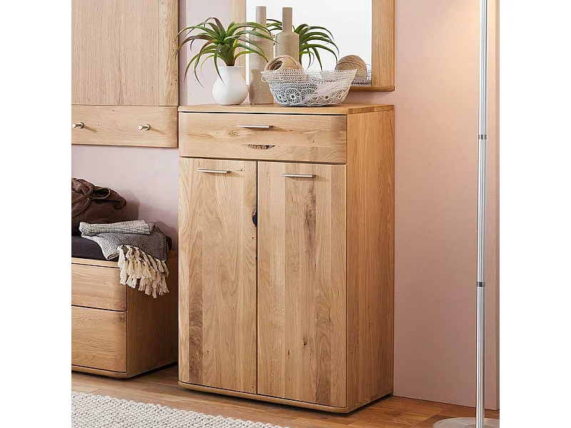 Garderobenkommode in Eiche Bianco 65 cm breit