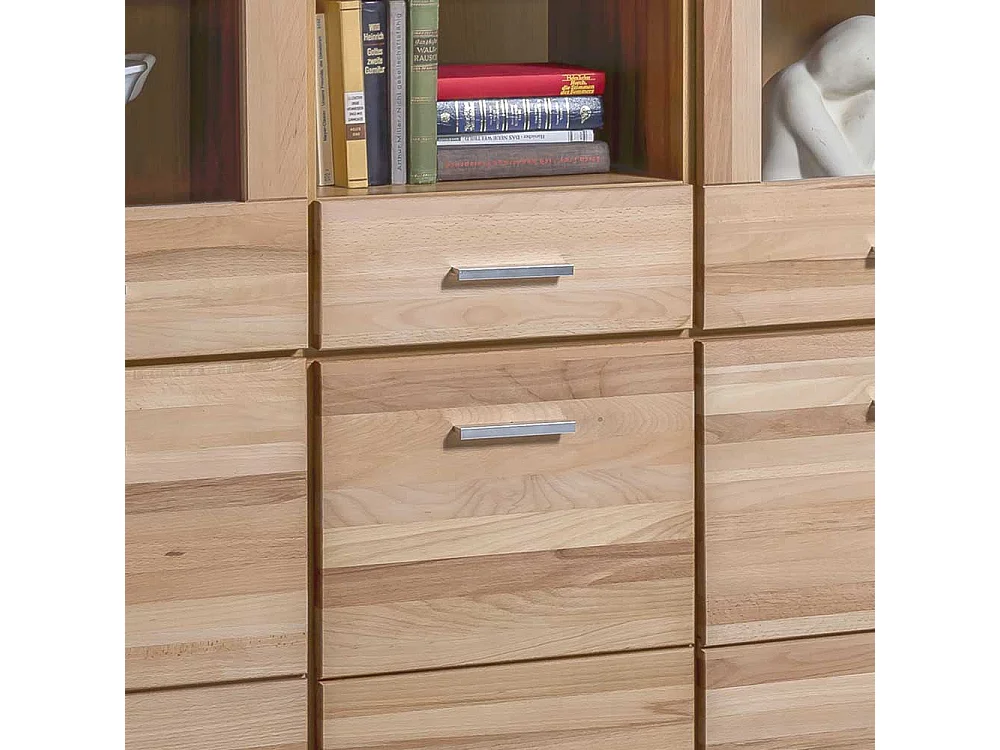 Esszimmer Highboard aus Kernbuche teilmassiv und Glas 140 cm hoch