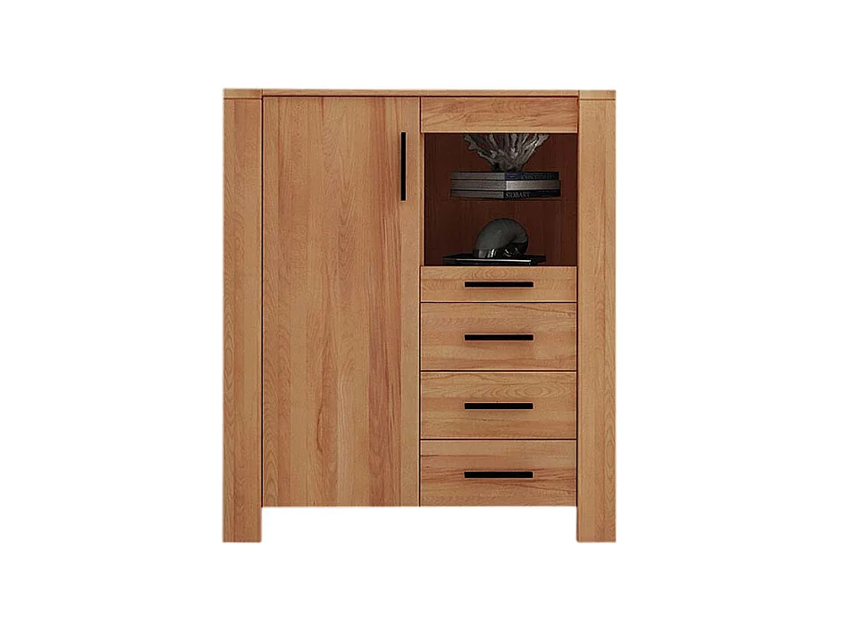 Wohnzimmer Highboard aus Kernbuche Massivholz mit Glastür