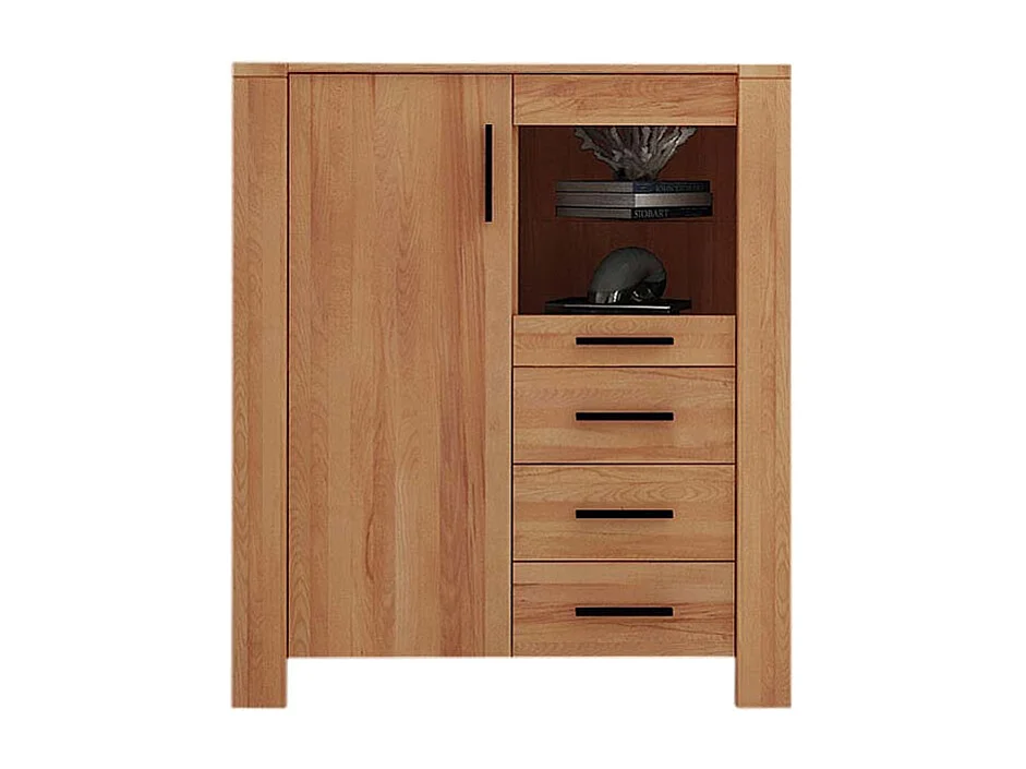 Wohnzimmer Highboard aus Kernbuche Massivholz mit Glastür