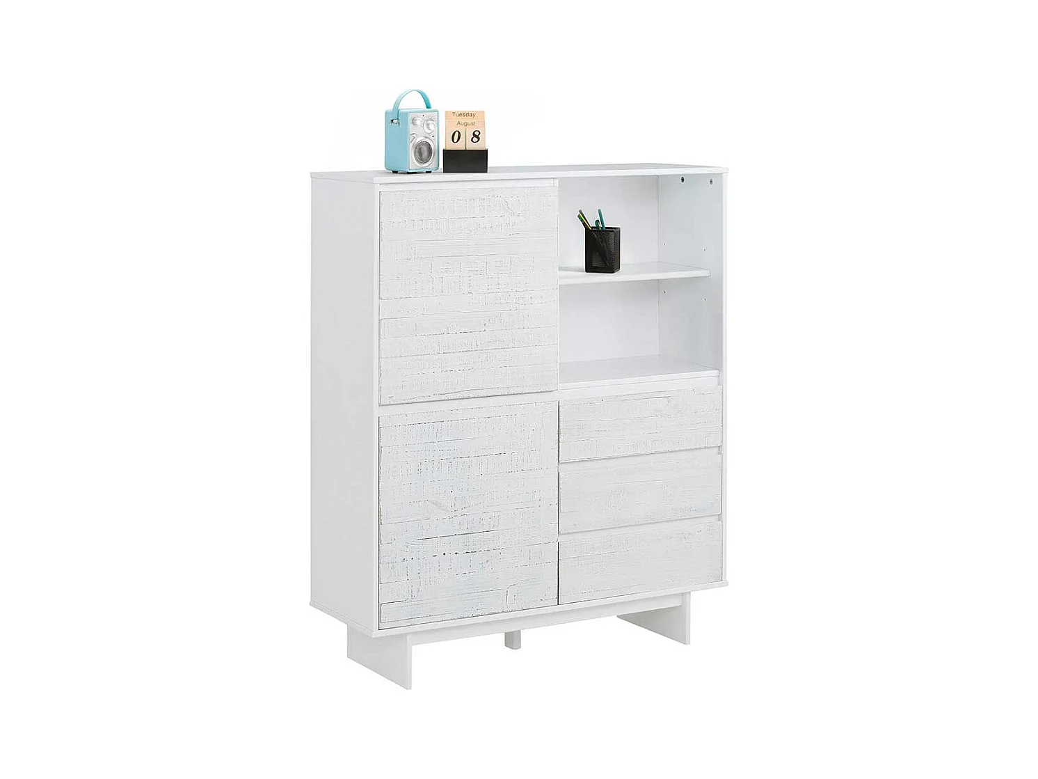 Garderobenkommode in Weiß lasiert Kiefer massiv