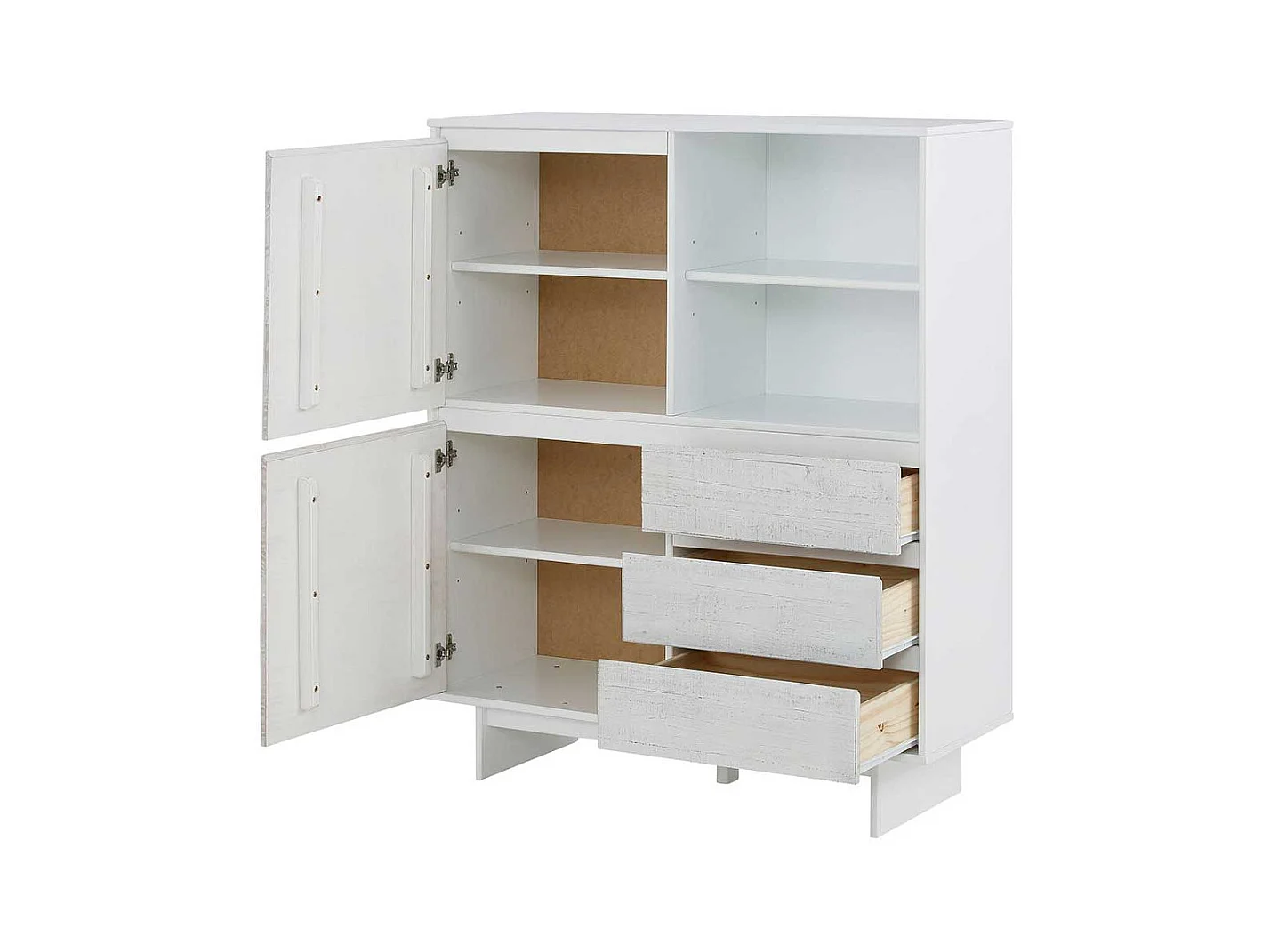 Garderobenkommode in Weiß lasiert Kiefer massiv