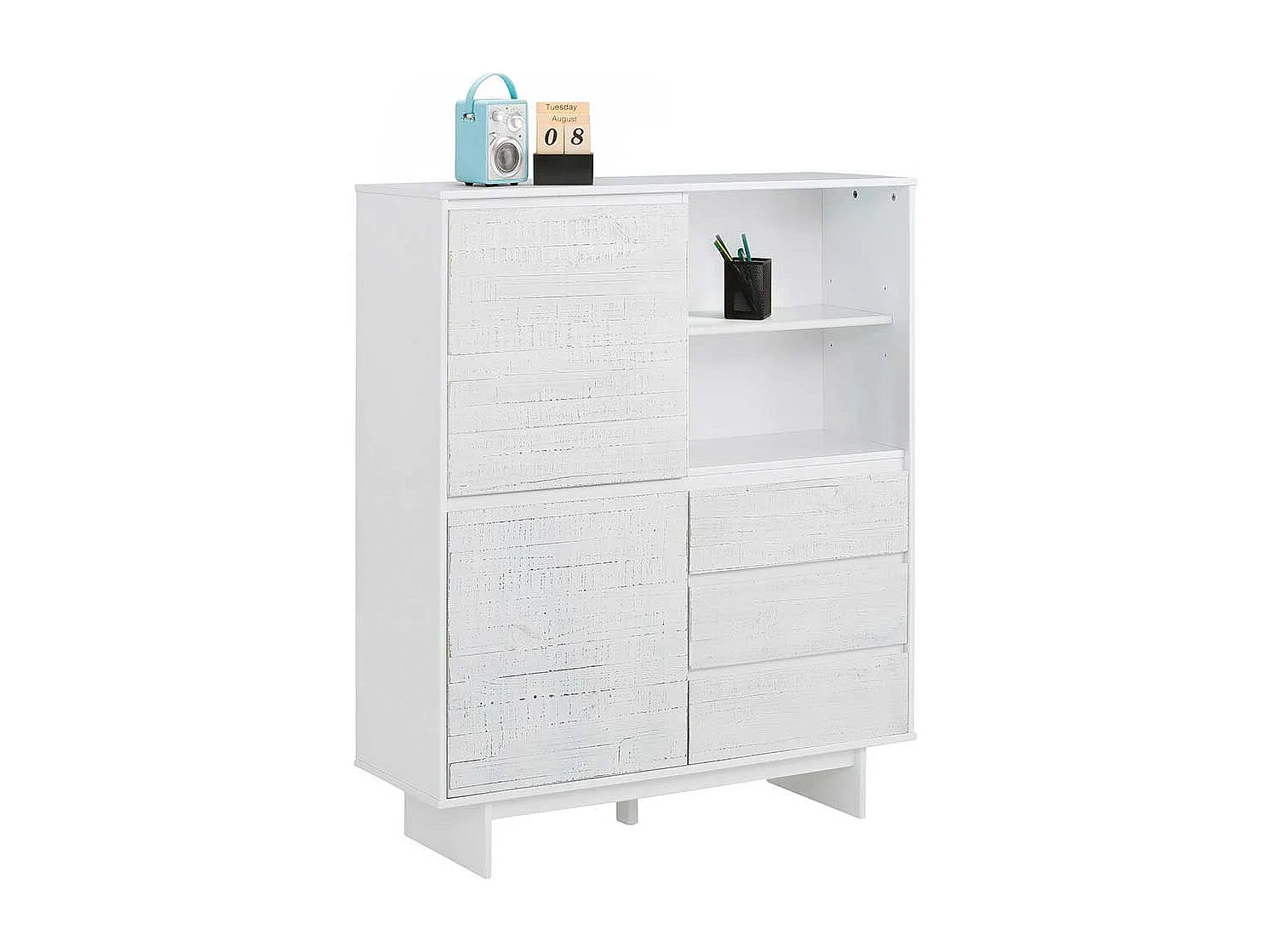 Garderobenkommode in Weiß lasiert Kiefer massiv